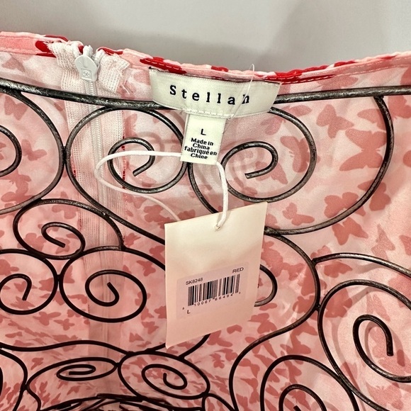 NWT Stellah butterfly print babydoll mini dress size L - Picture 4 of 9